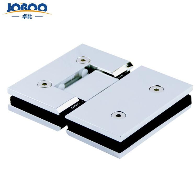 Bathroom Fittings Glass to Glass 180 Degree Solid Brass Polish Chrome Phlishing Glass Shower Hinges Connector Joboo Zb605