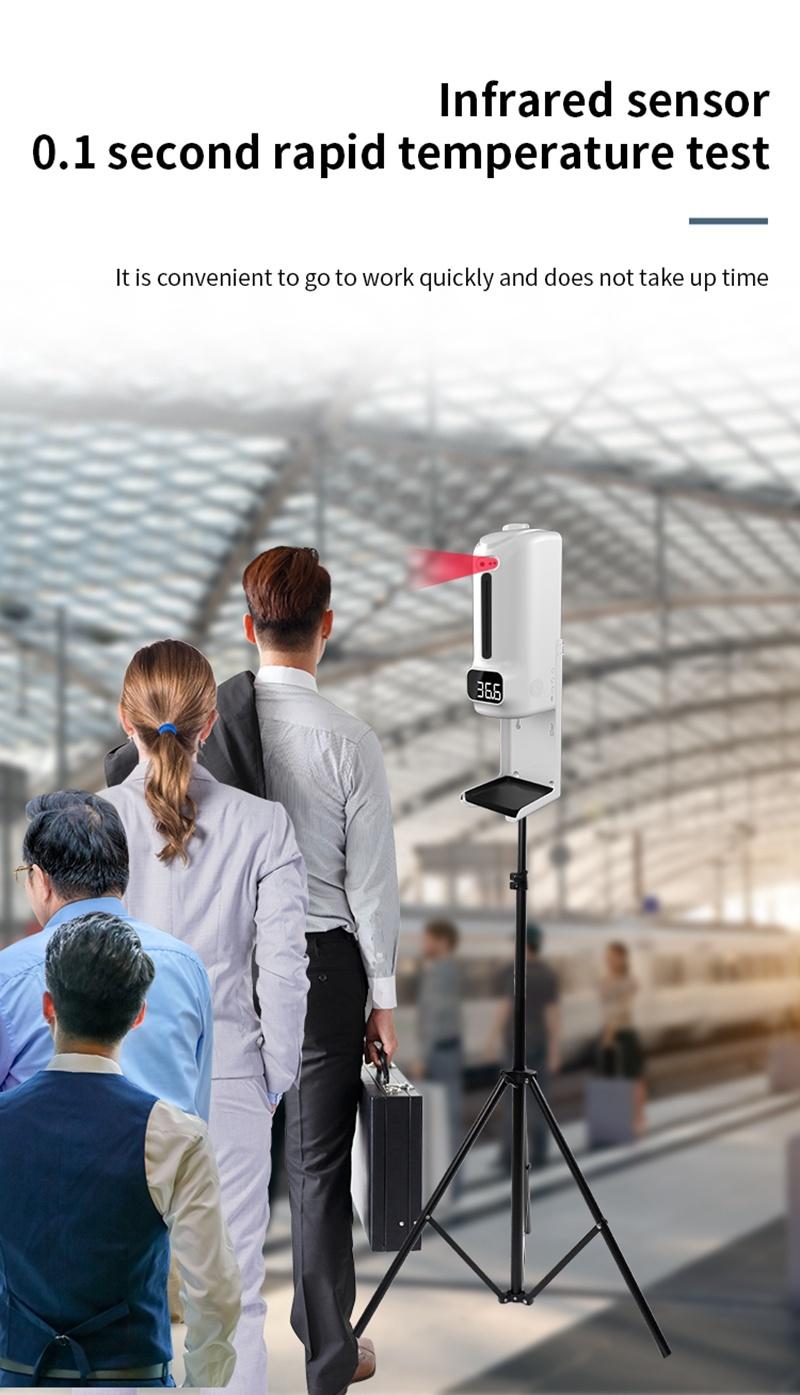 Multifunction 1000ml Big Capacity UV Disinfection Machine Sensor Temperature Measurement Full Automatic Foam Soap Dispenser with Alarm Function