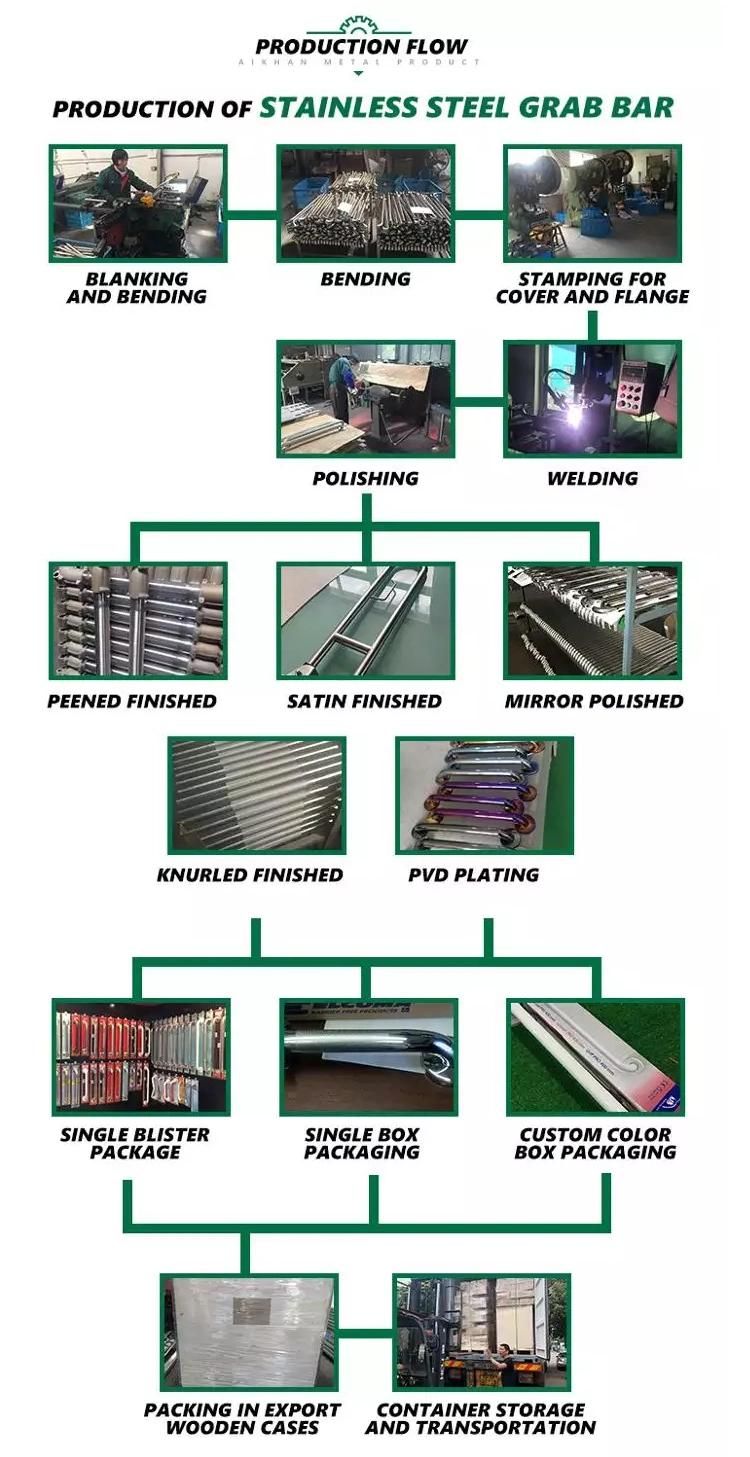 Mirror Polished Knurling 304 Stainless Steel Grab Bar