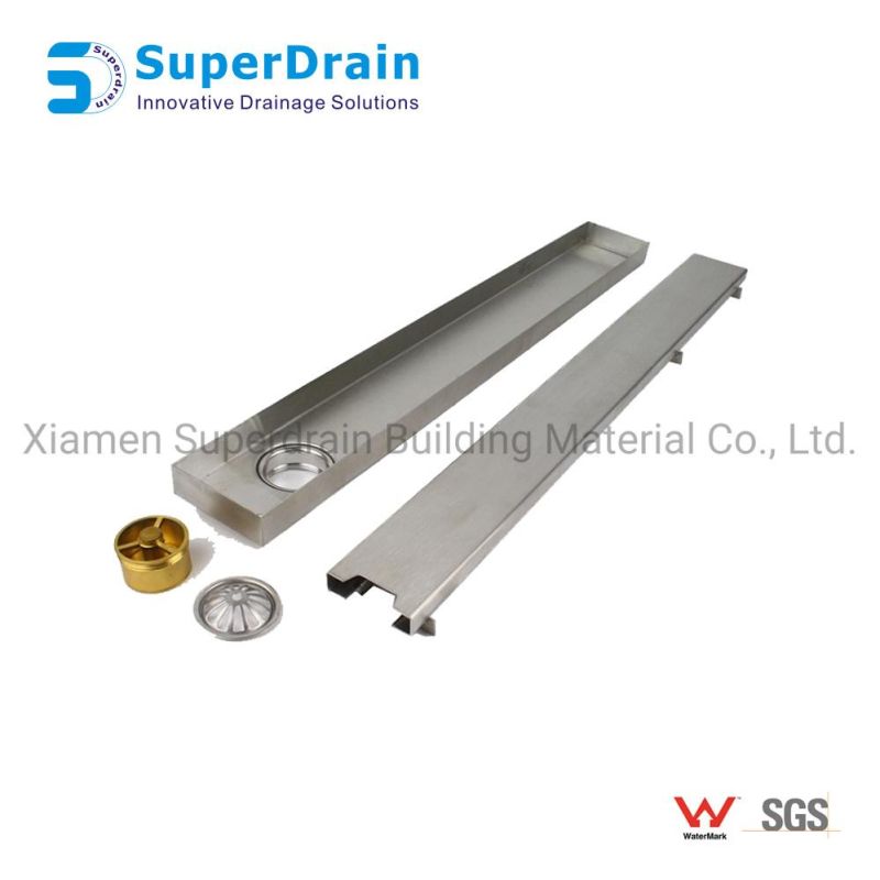 Stainless Steel Linear Shower Floor Drain Grate with Metal Cover