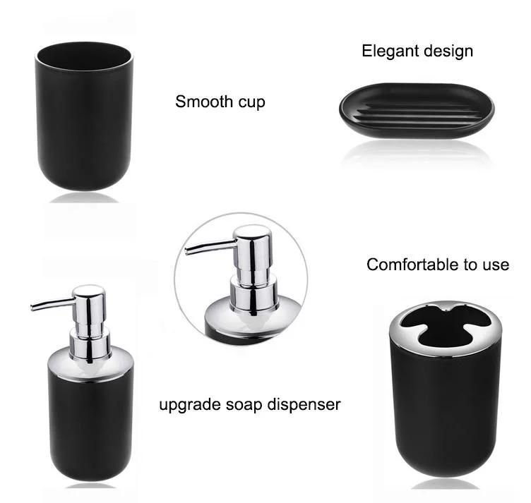 Black White Grey Brown 6-Piece Plastic Bathroom Sets