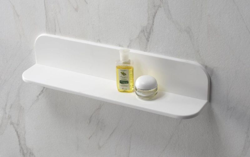 White Solid Surface Stone Bathroom Wall Storage Rack Displayed Shelf