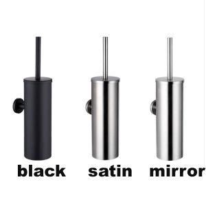 Wall Mounted Black Toilet Brush Holder Stainless Steel