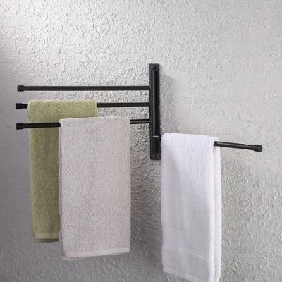 Stainless Steel Bathroom Hand Towel Rack 4-Bar Folding Arm Hanger Wall Mount