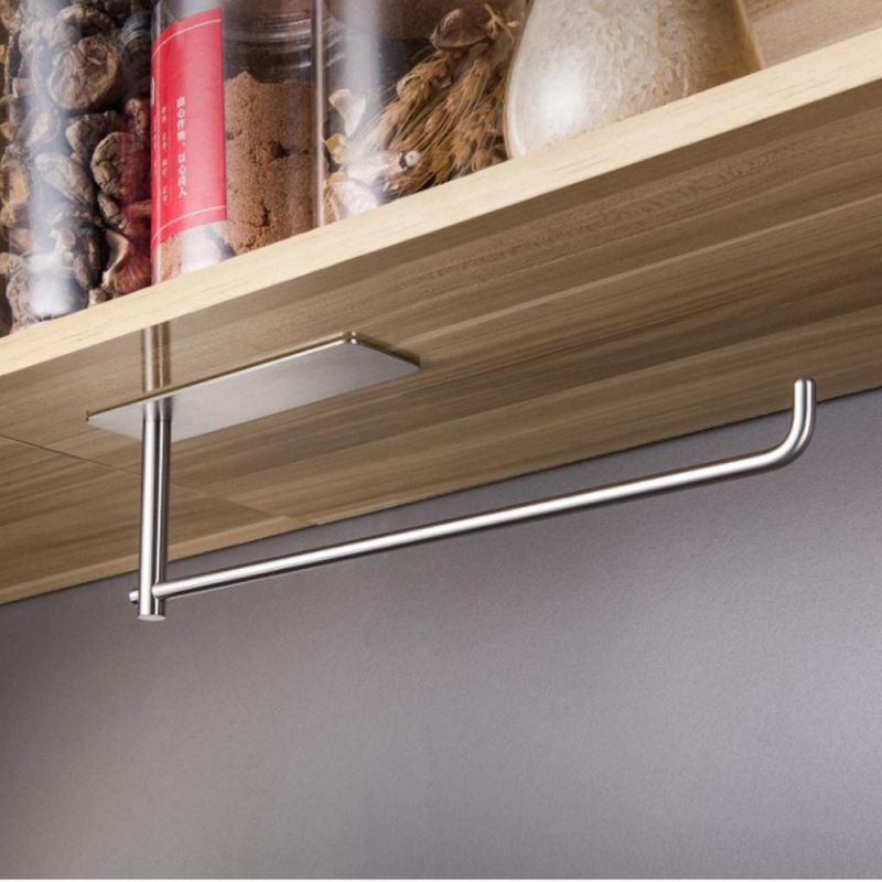 Paper Towel Holder Under Kitchen Cabinet Self Adhesive Towel Paper Holder Stick on Wall SUS304 Stainless Steel