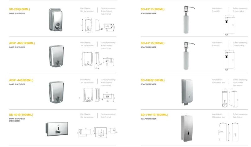Sanitary Hotel Rooms Manual Wall Mount Liquid Soap Dispenser