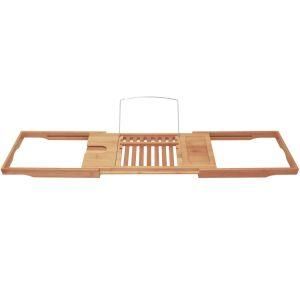 Waterproof Expandable Bamboo Bathtub Caddy (Natural, Eco-friendly, smartphone, wine, book holders)
