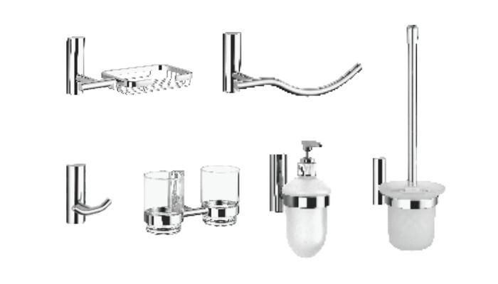 New Design High End Cheap Luxurious Hotel Modern Toilet Stainless Steel Brass 6 7 Pieces Bathroom Accessories Set