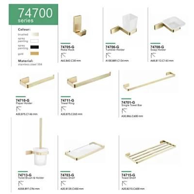 Ortonbath Gold Stainless Steel Bathroom Hardware Set Includes 24 Inches Adjustable Towel Bar Toilet Paper Holder Towel Bar