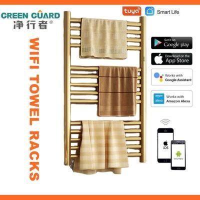2022 Hot Sales Golden Polish Towel Warmer Racks WiFi Control Golden Heating Racks Towel Radiators