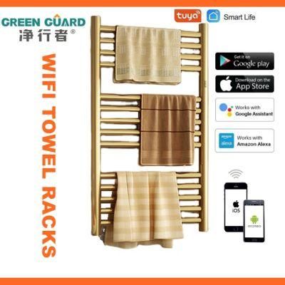 2022 Hot Sales Golden Polish Towel Warmer Racks WiFi Control Golden Heating Racks Towel Radiators