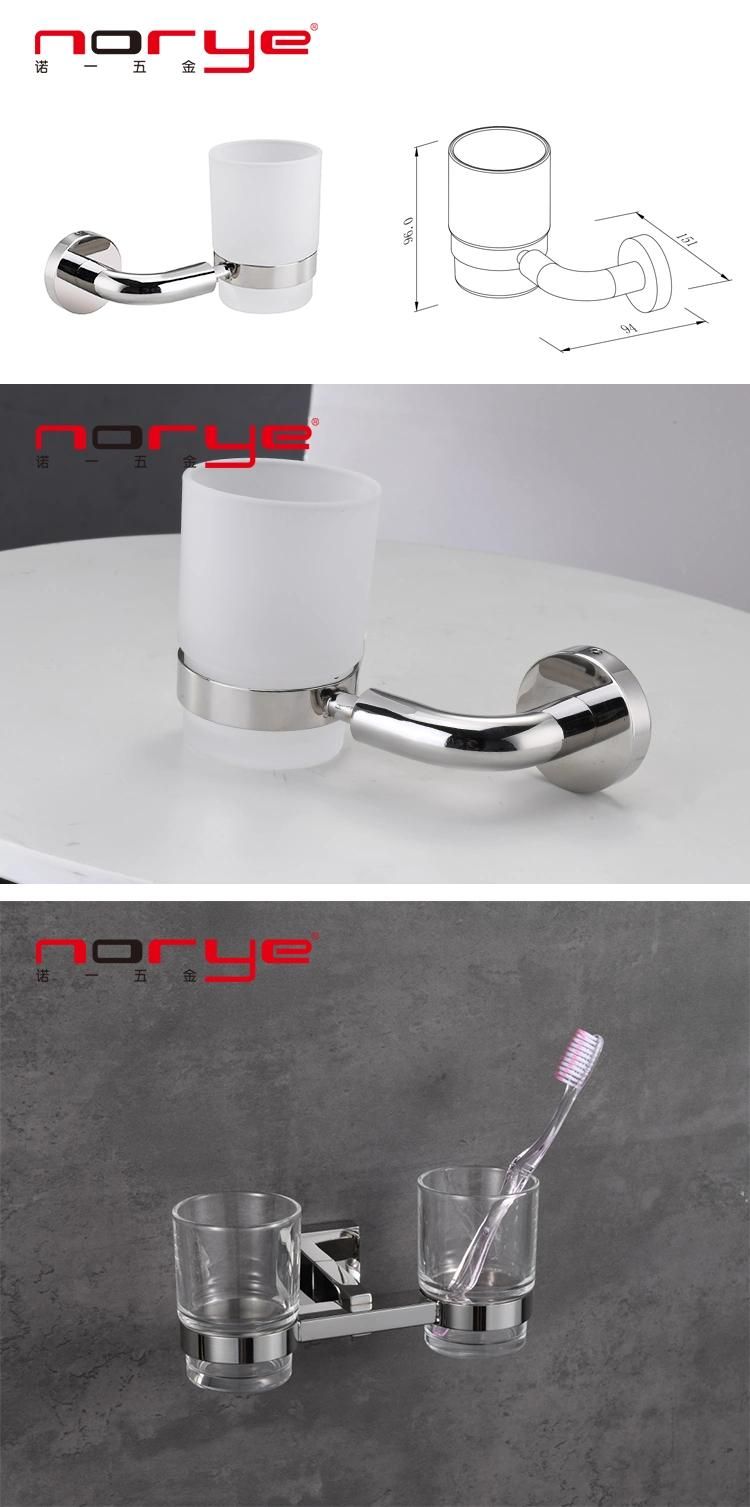 Stainless Steel Bathroom Accessories Single Tumbler Toothbrush Holder Set with Glass Cup
