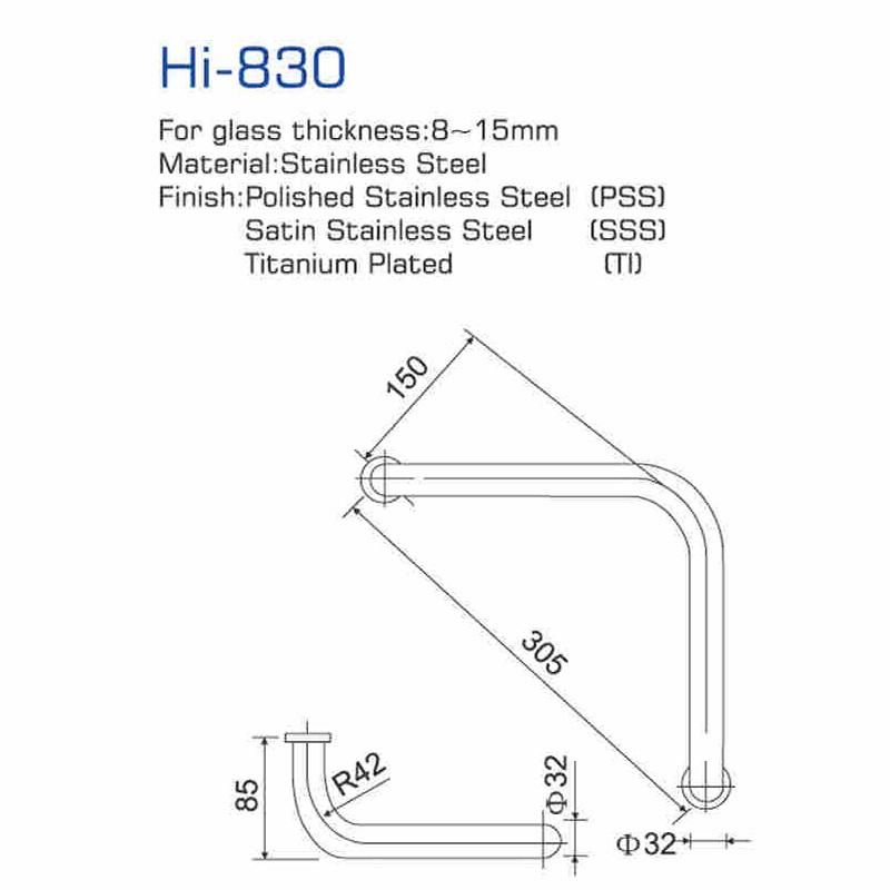 Hi-830 Triangle Good Selling Round Tube Glass Door Handle