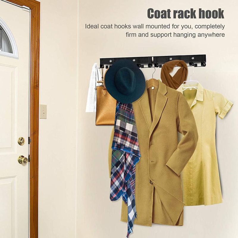 Wall Mounted Coat Hook, Foldable Metal Wall Hanger with, Save Space, Suitable for Corner Use, Hook Rack for Home Livingroom Bathroom Kitchen