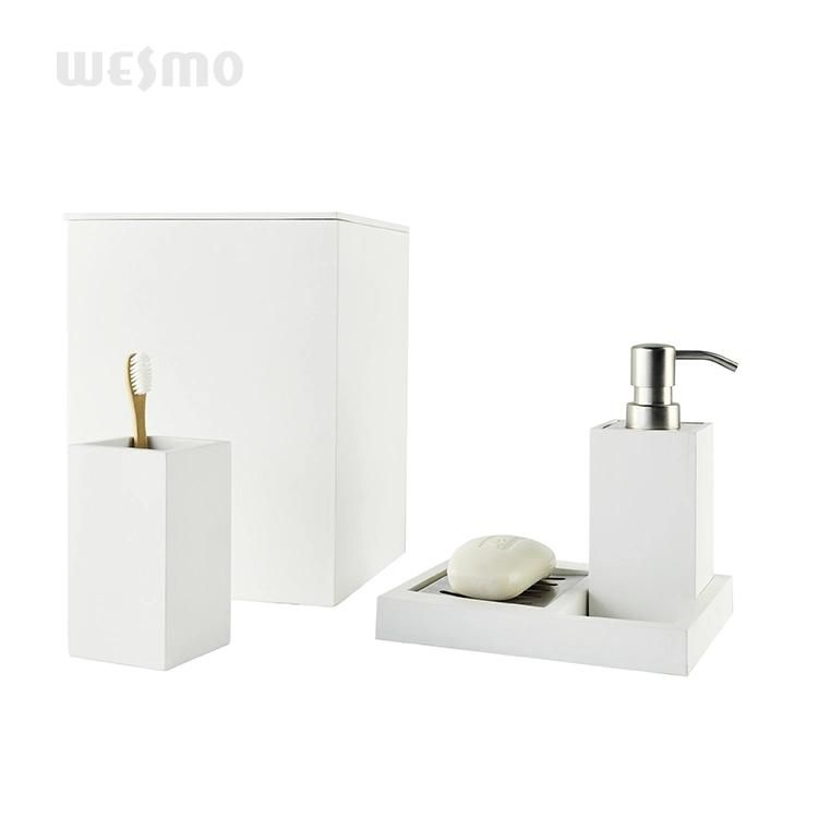 White Washed Finish Bamboo Bath Set