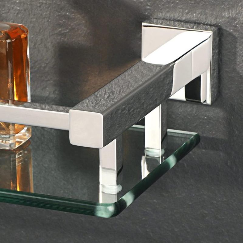 SUS 304 Stainless Steel Single Glass Shelf Bathroom Rack