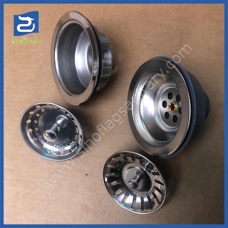 113mm Stainless Steel Body Sink Drain with Strainer Basket