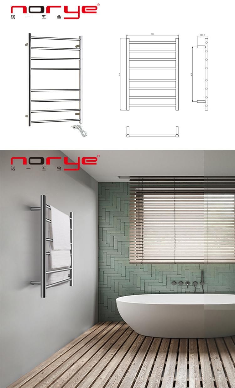 Electric Heated Towel Rail Round Bar Towel Warmer Dryer Rails