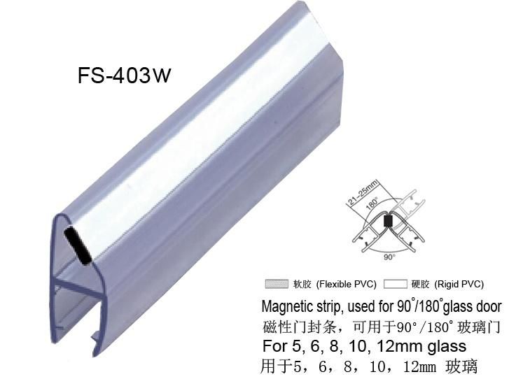 Shower Door Transparent Seal White Magnetic PVC Strip