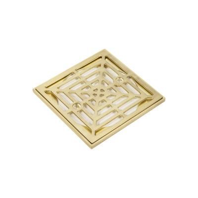 Zinc Alloy Brushed Gold 4&quot; Square Shower Drain