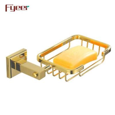 Fyeer Bathroom Accessory Golden Brass Soap Holder