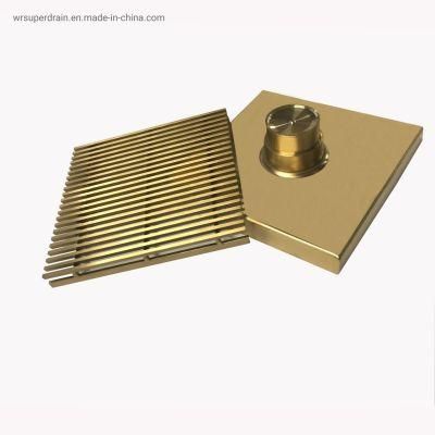 Square Shower Drain SS304 Floor Drain for Brushed Gold/Titanium Black/Brass