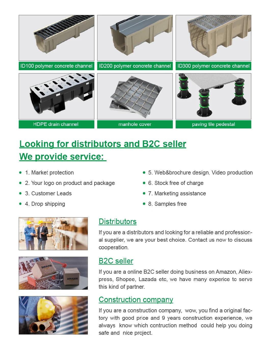 Stainless Steel Grating Drainage Cover Polymer Concrete Drainage Channel