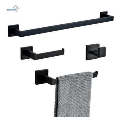 Aquacubic Matte Black 4 Pieces Bathroom Hardware Set Wall Mounted Bathroom Accessory Set Toilet Accesories