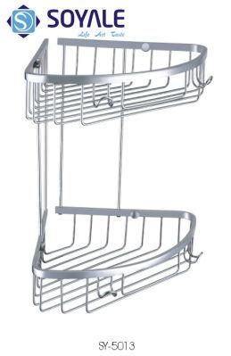 Stainless Steel Double Soap Basket Shelf with Polish Finishing Sy-5013