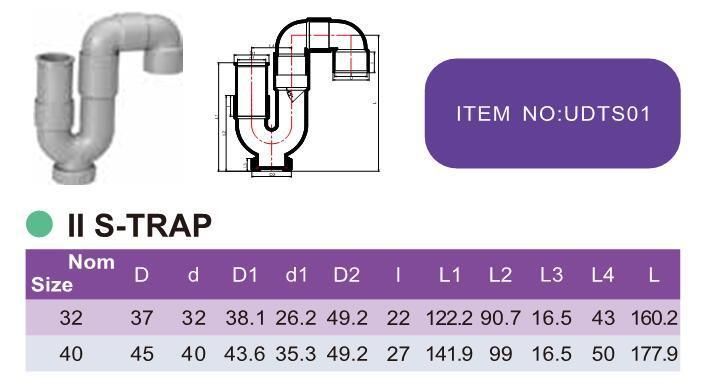 Era Drainage Pipes and Fitting PVC II S-Trap PVC Drainage Fitting