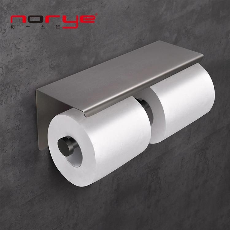 Factory Toilet Double Paper Holder with Shelf Stainless Steel 304 Material