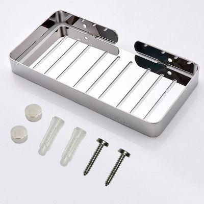 Stainless Steel Wall Mounted Bathroom Storage Container Square Shower Soap Dish Holder for Bathroom