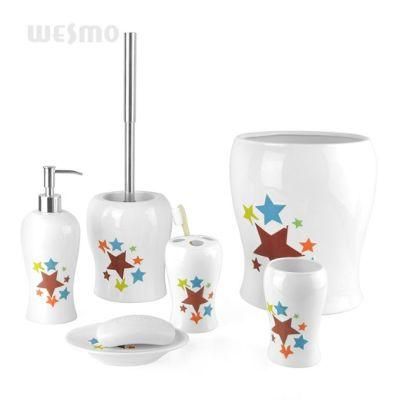 Stars Decal Porcelain Bathroom Accessories Bath Set