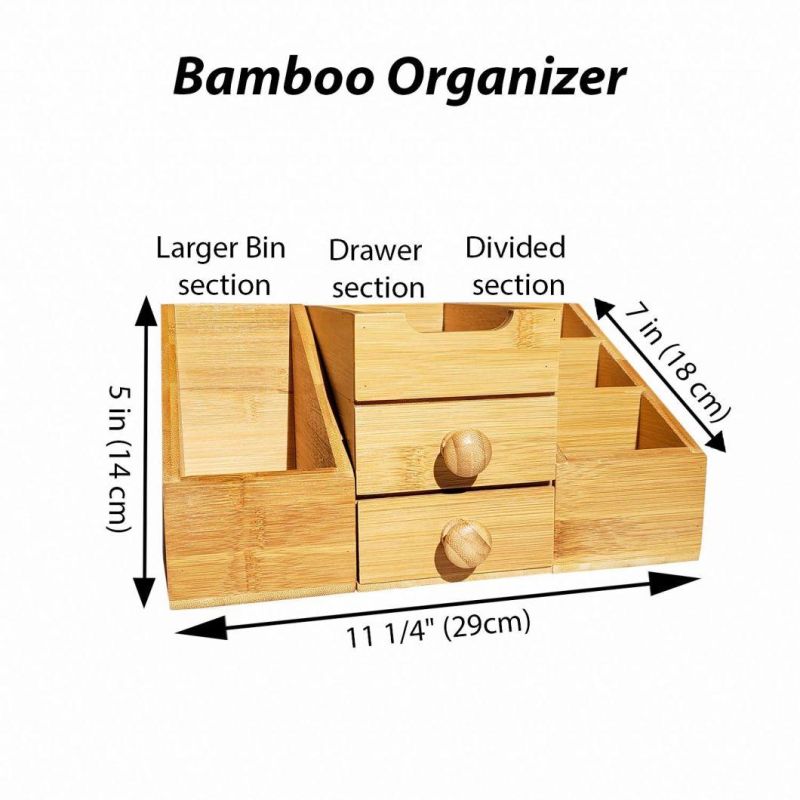 Bamboo Organizer Storage Organizer for Bathroom, Makeup, Jewelry Magnetic 3-Piece Vanity Tray Eco-Friendly Bamboo Wood – Makeup Organizer for Vanity