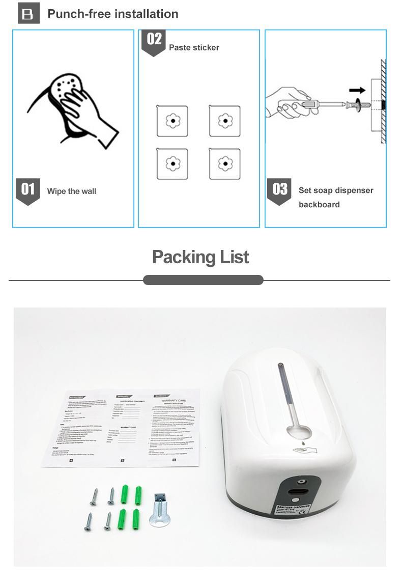 Saige 1100ml Wall Mounted Plastic Touchless Sensor Automatic White Hand Soap Dispenser