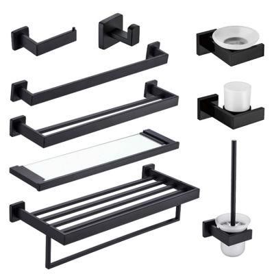 China Hotel Stainless Steel Bathroom Accessories Set Black Hardware Set