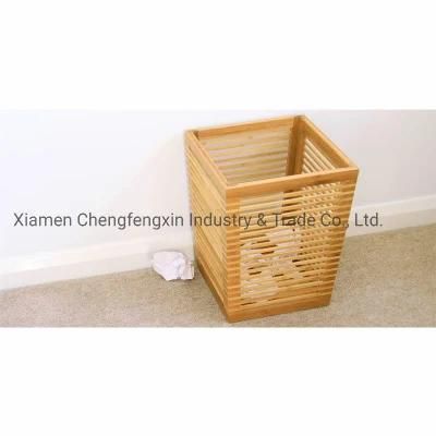 Natural Bamboo Trash Bin Wood Paper Waste Bin for Indoor Sanitary