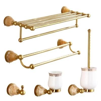 Polished Gold Marble Decorate Bath Towel Rack Wall Mounted Elegant Hotel Metal Towel Rack