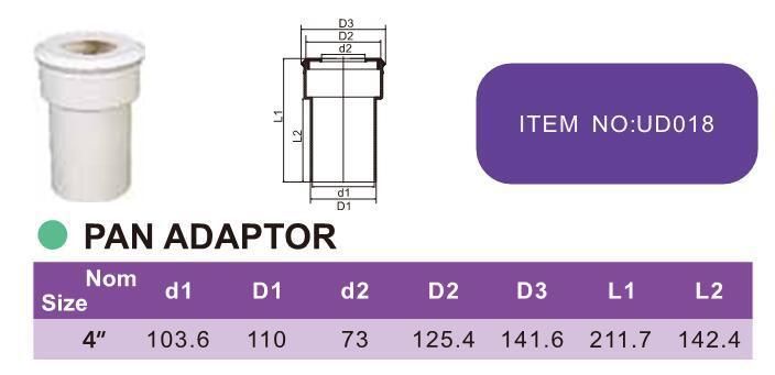 DIN Standard ISO En BS1329/BS1401 Standard PVC Drainage Fittings Pan Adaptor