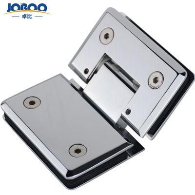 Bathroom Fittings Adjustable Glass to Glass 135 Degree Solid Brass Polish Chrome Phlishing Glass Shower Hinges Connector Joboo Zb561