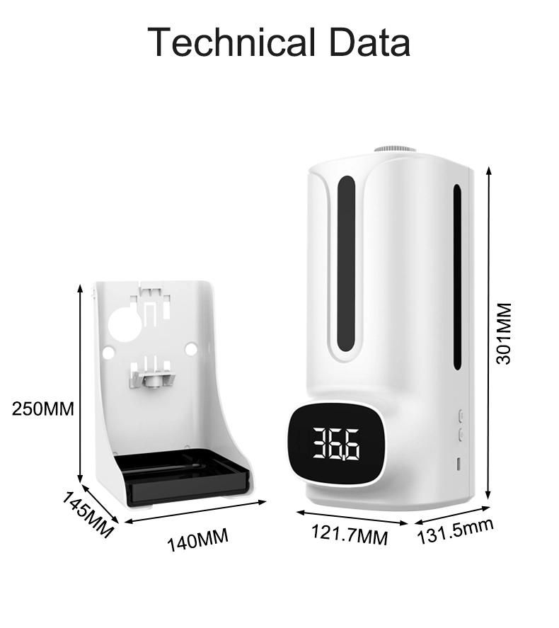 K9 PRO Plus Thermometer Intelligent Soap Dispenser K9 Automatic Alcohol Gel Sensor Temperature K9 PRO 1200ml for Washing Room Use