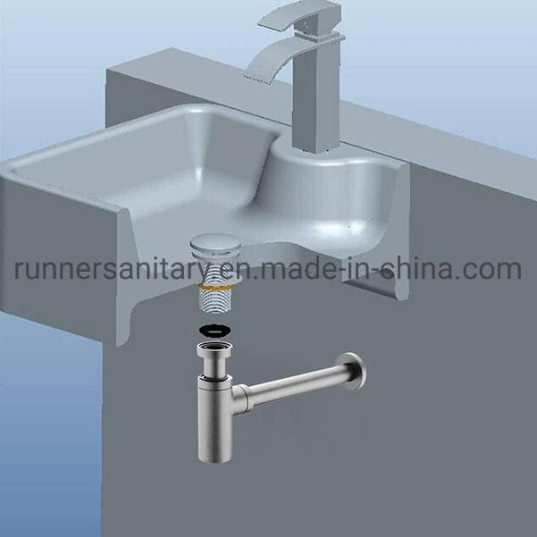 Matt Black Square 1" 1/4 Brass Bottle Trap with Pipe for Wash Basin Siphone Sifon Drain Tube Kit