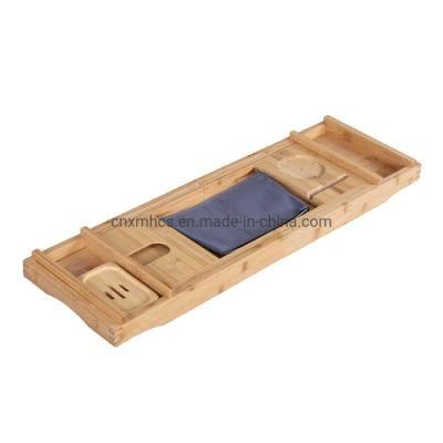 Luxury Expandable &amp; Foldable Bamboo Bathtub Caddy Tray Black/Gray Wholesale