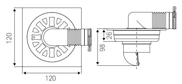 Pd-34391p-3 Bathroom Accessories 120mm*120mm Stainless Steel Floor Drain for Washing Machine