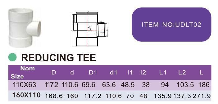 Era PVC UPVC Dwv ISO3633 Plastic Water Drainage Fitting Reducing Tee Fitting