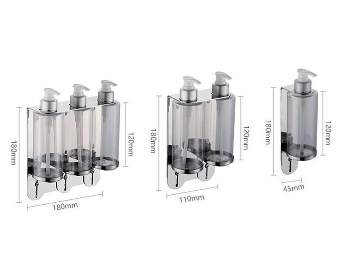 Refillable Pump Bottles Shampoo Conditioner Shower Gel Dispenser Bracket for Hotel Bathroom