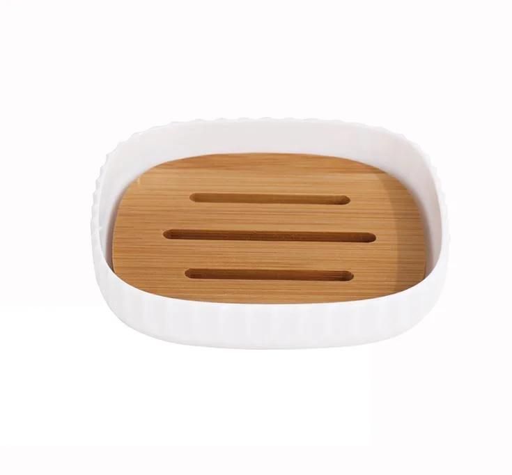 Eco-Friendly Six-Pieces Household White Bamboo and Plastic Hotel Bathroom Accessories