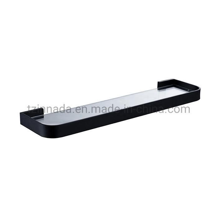 Matt Black SUS304 Stainless Steel Bathroom Rack with Glass Shelf