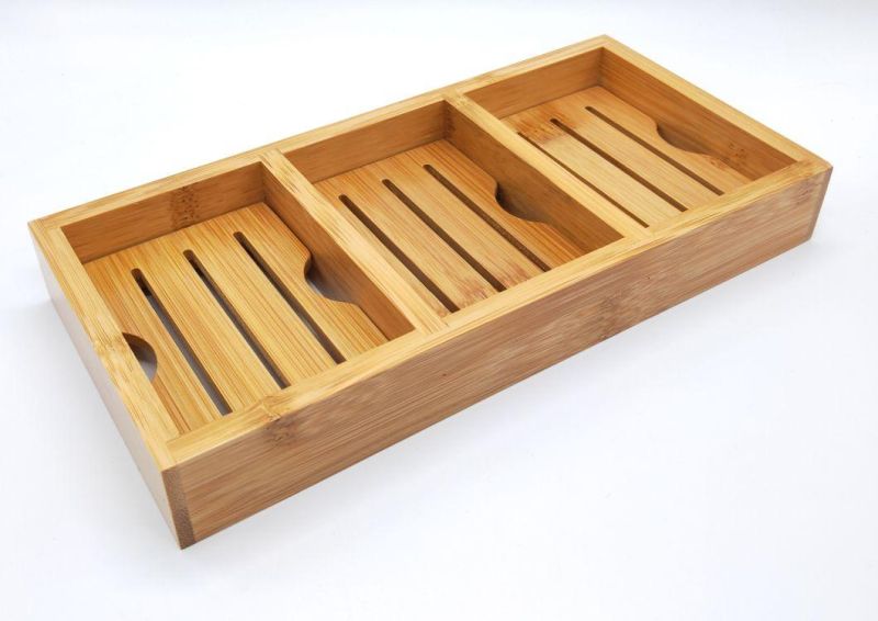 Wooden Bamboo Soap Dish for 2 & 3 Soaps