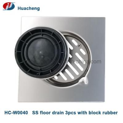Hc-W0040 3PCS Stainless Steel Floor Drain with Rubber